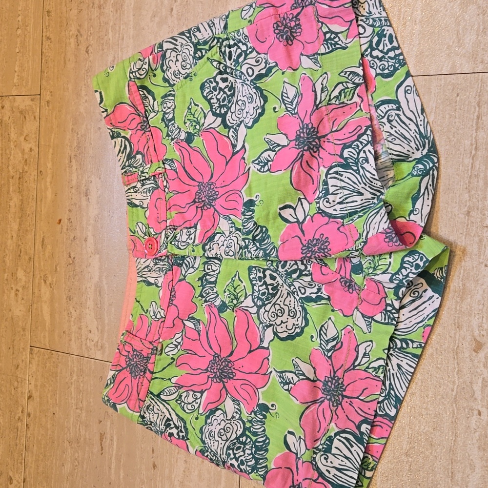 Lilly Pulitzer Pink/Green Floral Print Shorts